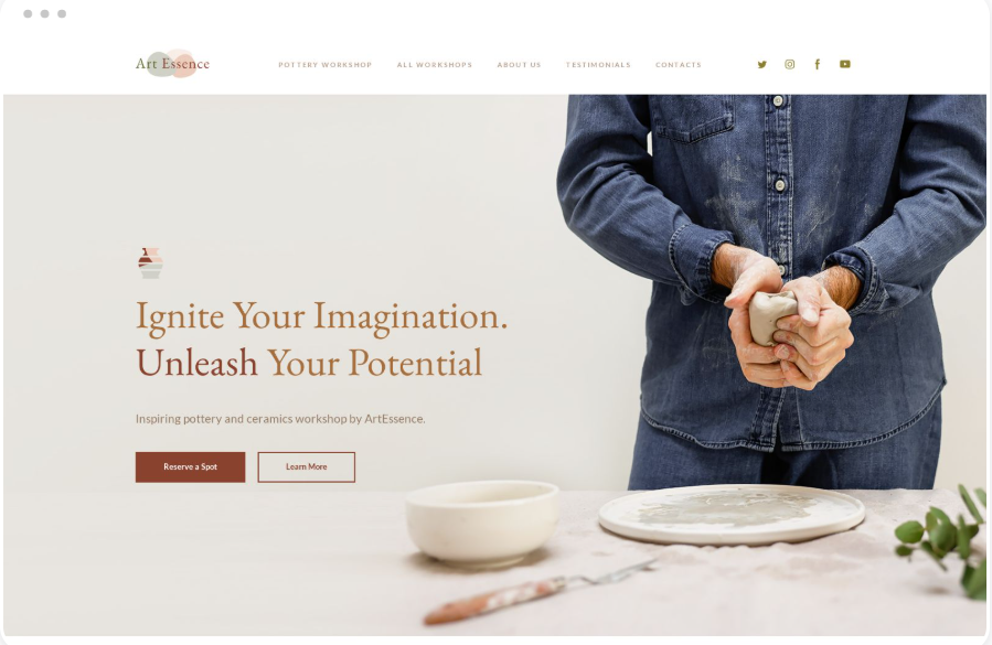 Landing page d'un atelier