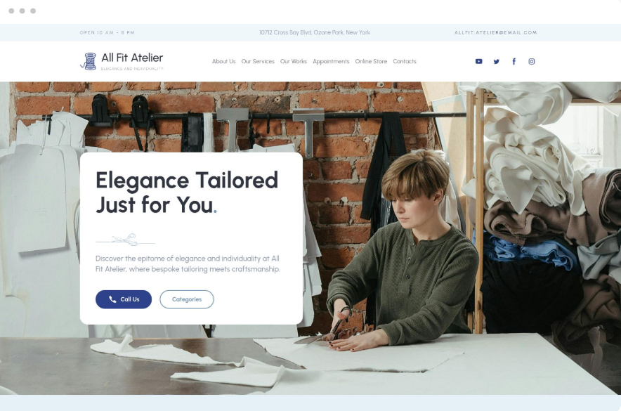 Landing page d'une boutique mode